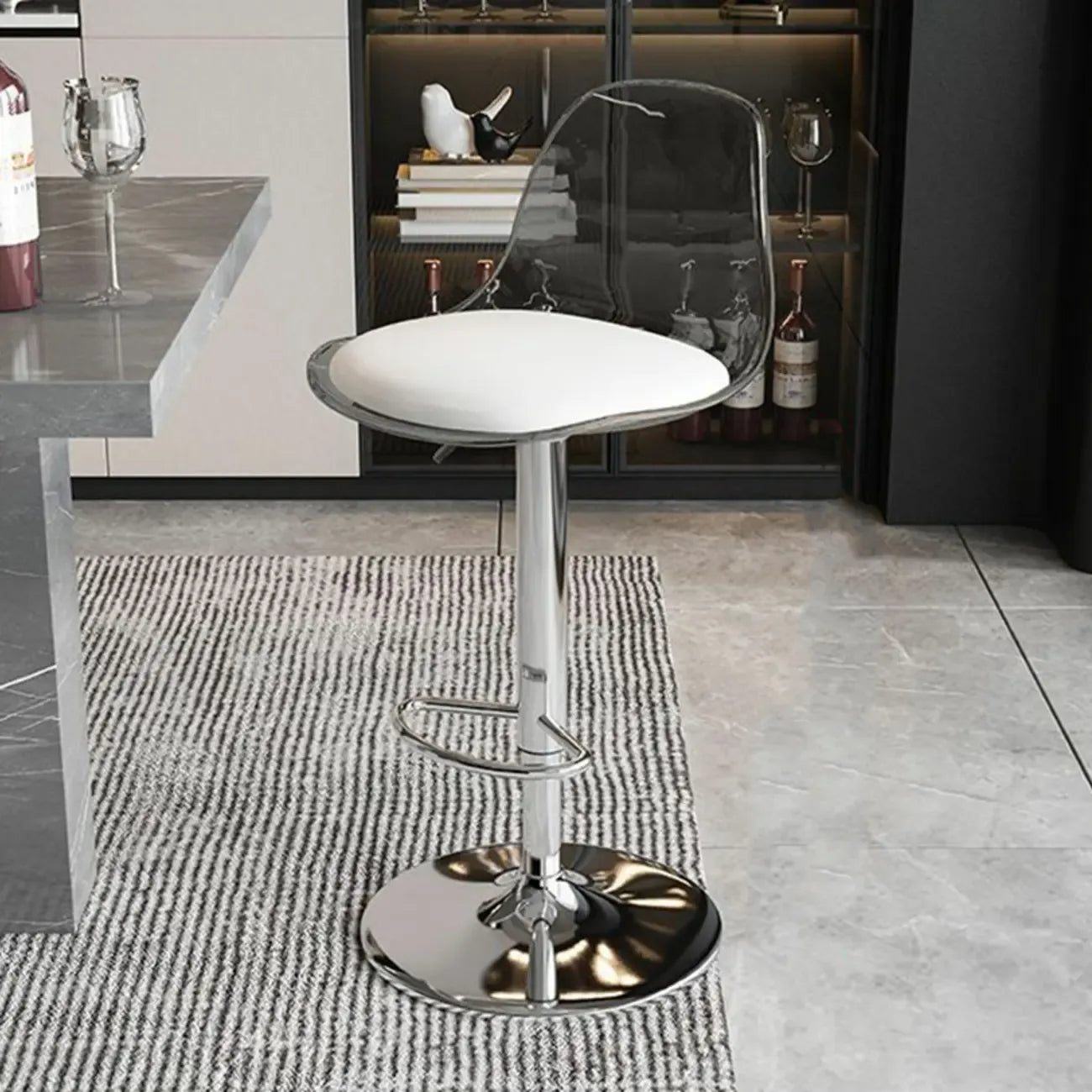 Minimalist Acrylic Swivel Bar Stools Cushion Bucket Seat