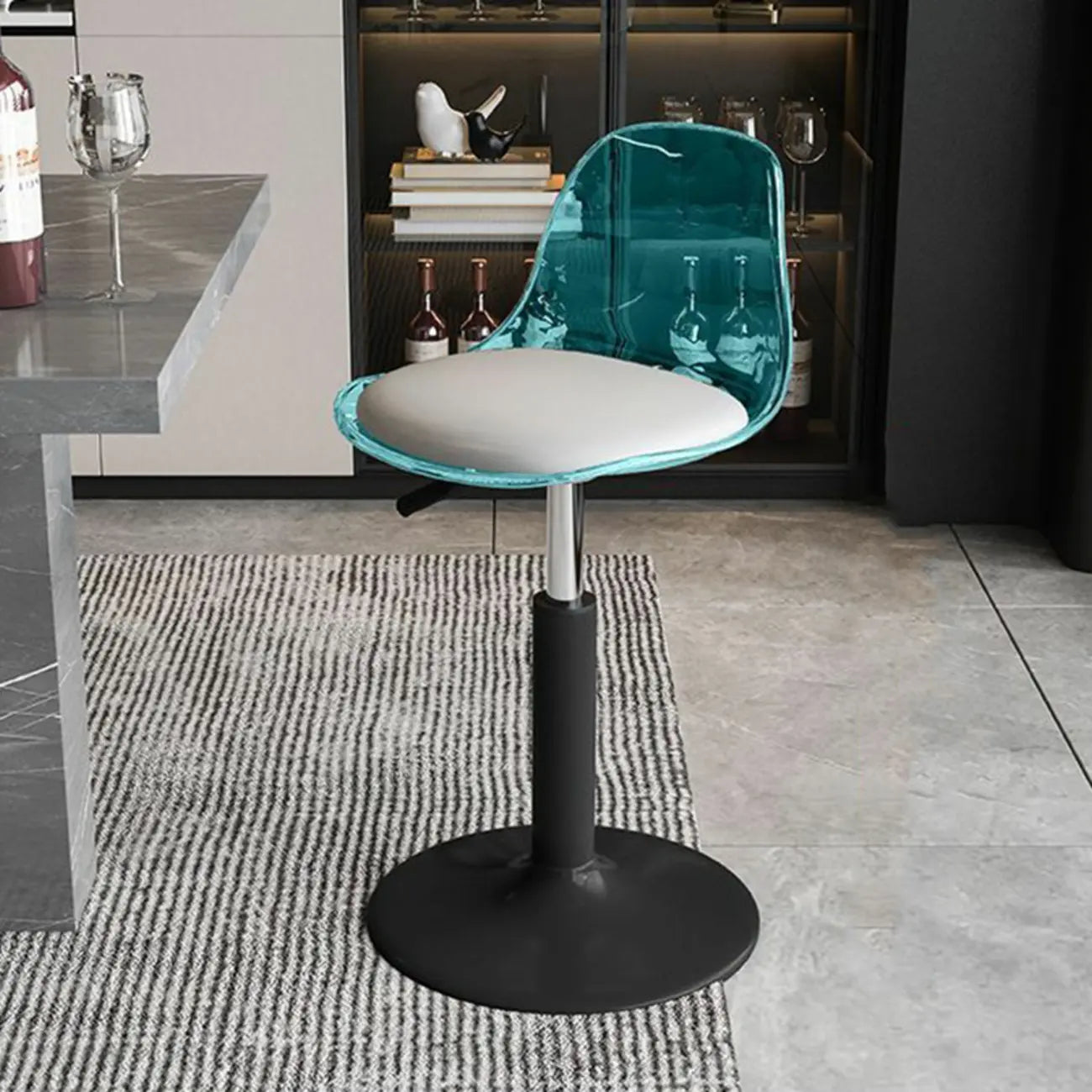 Minimalist Acrylic Swivel Bar Stools Cushion Bucket Seat