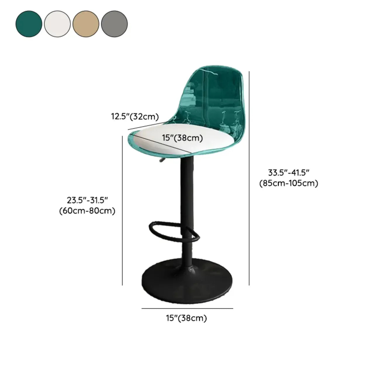 Minimalist Acrylic Swivel Bar Stools Cushion Bucket Seat