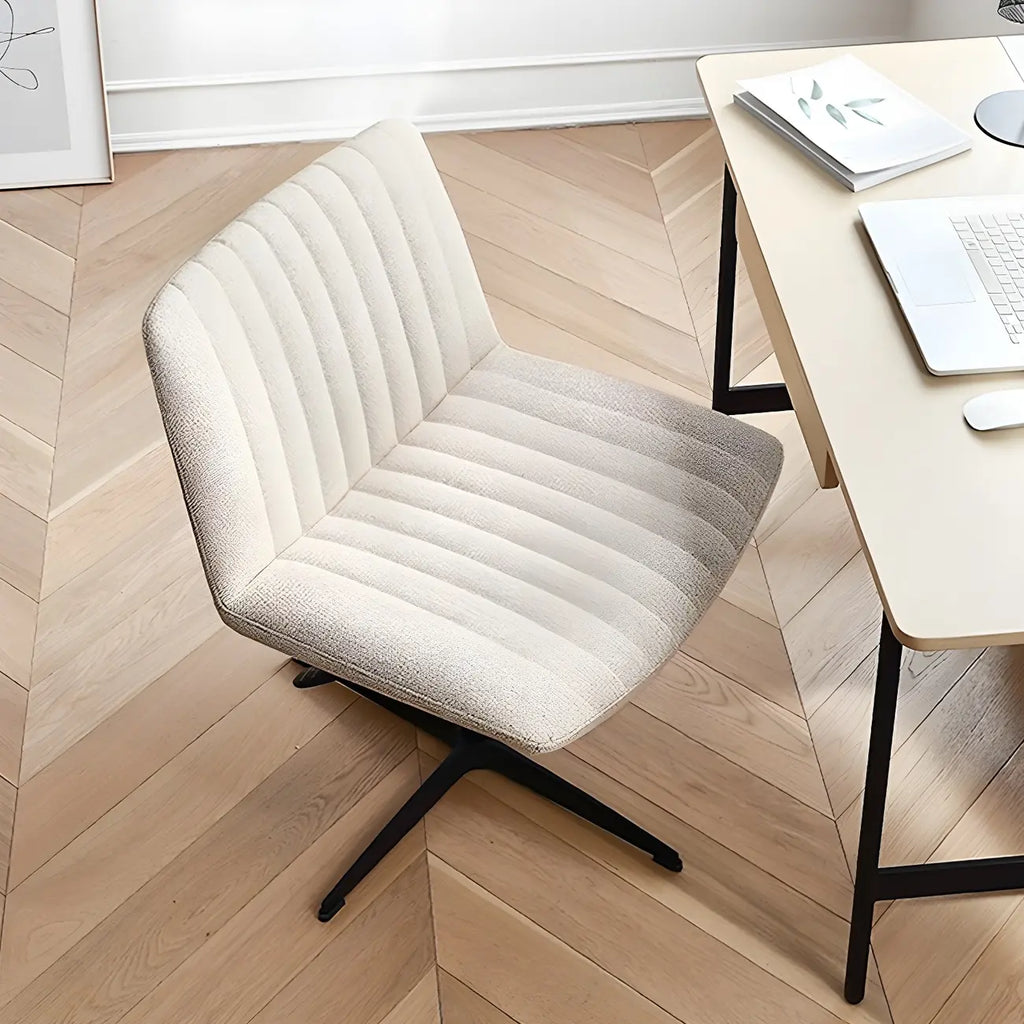 Modern Cream Leather Adjustable Swivel Side Chair