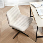 Modern Cream Leather Adjustable Swivel Side Chair