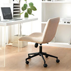 Modern Cream Leather Adjustable Swivel Side Chair