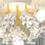 Elegant Floral Crystal Golden Semi Flush Ceiling Light