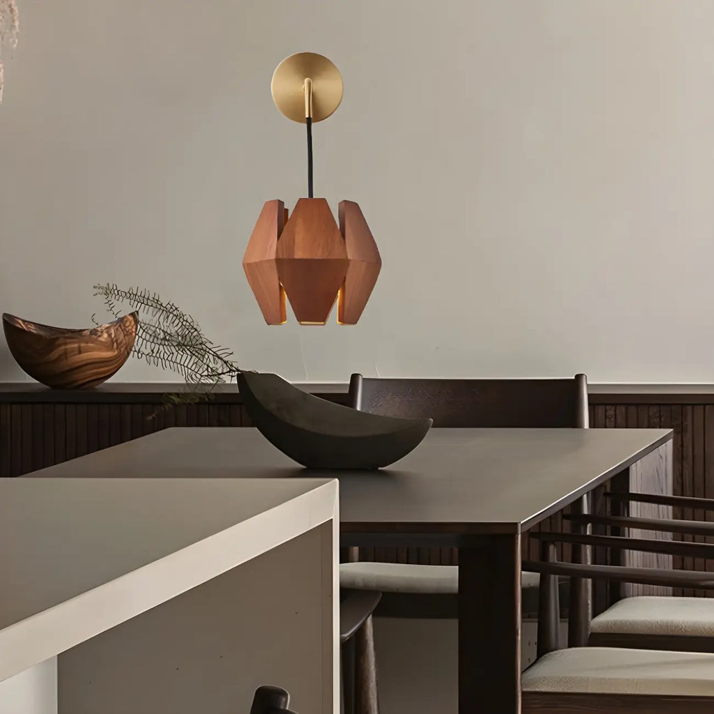 Diamond-Shape Wooden Wall Sconce for Interior Lighting