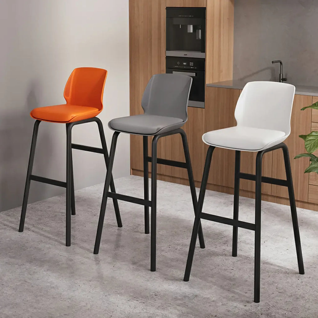 Minimalist Metal Upholstered Short Counter Height Bar Stool