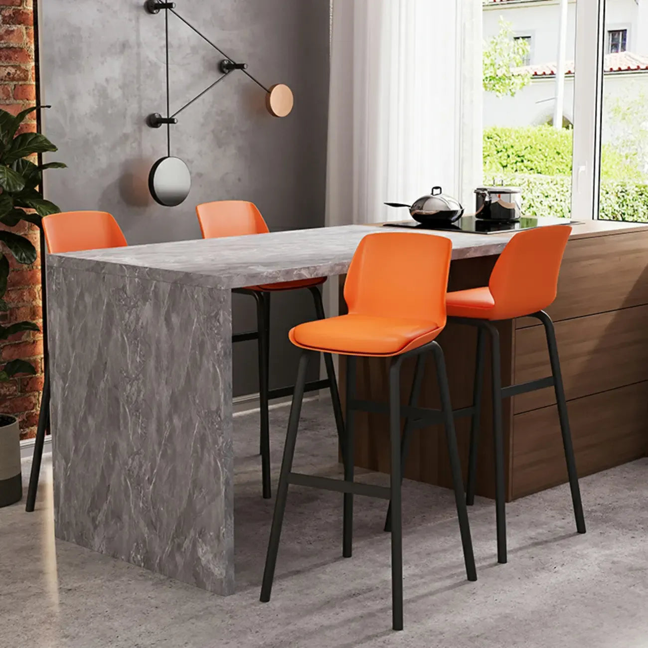 Minimalist Metal Upholstered Short Counter Height Bar Stool