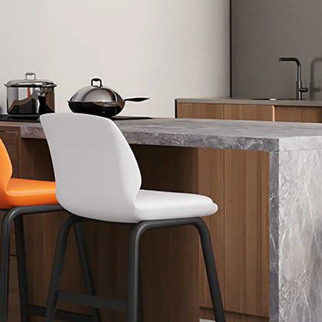 Minimalist Metal Upholstered Short Counter Height Bar Stool