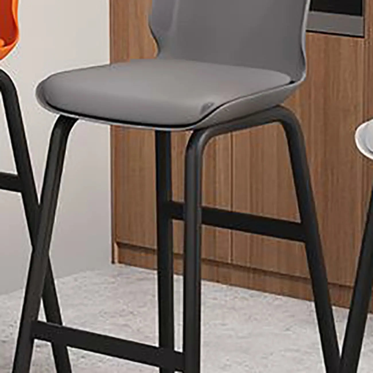Minimalist Metal Upholstered Short Counter Height Bar Stool