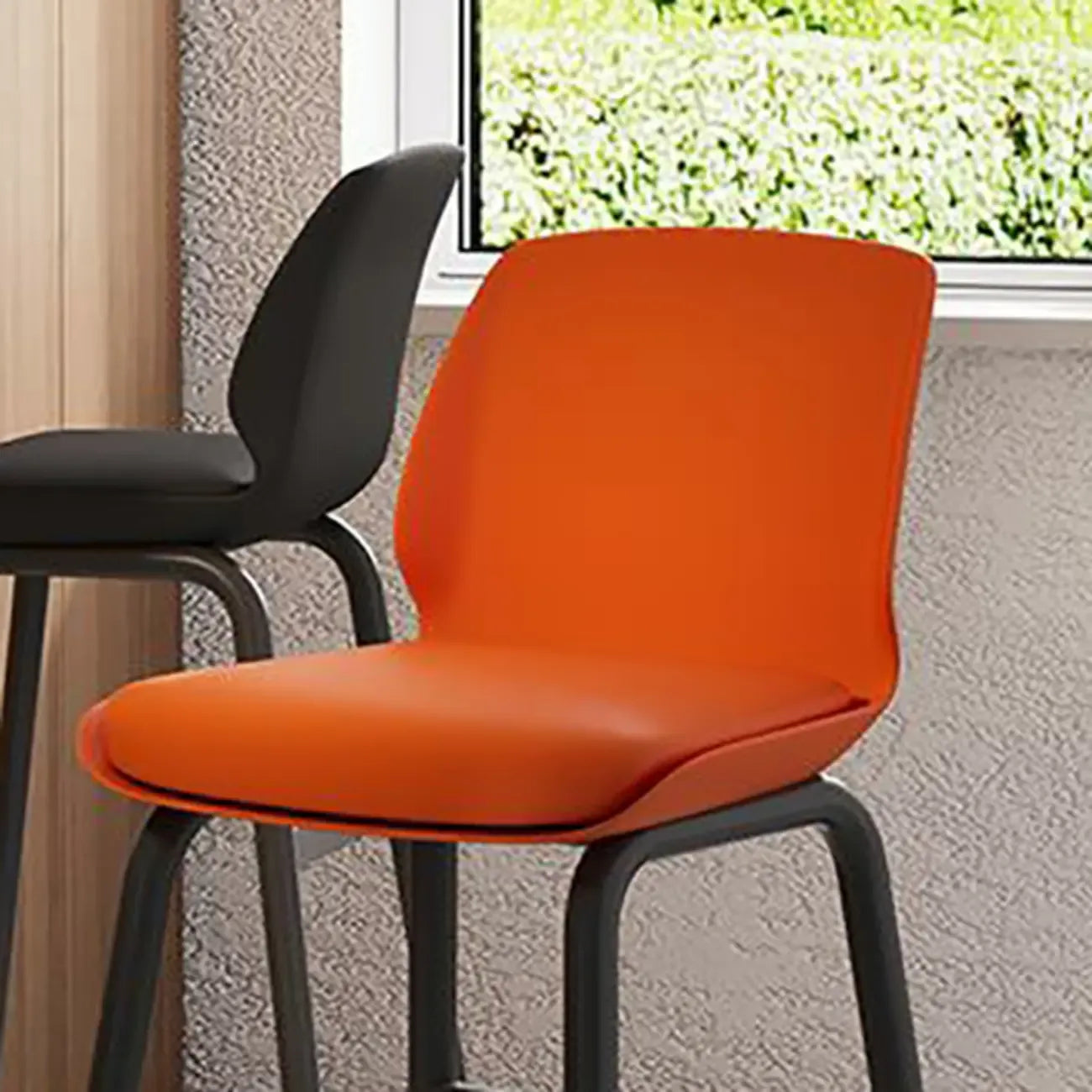 Minimalist Metal Upholstered Short Counter Height Bar Stool