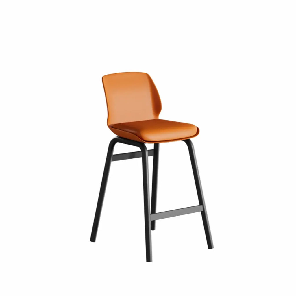 Minimalist Metal Upholstered Short Counter Height Bar Stool