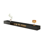 63 Grey Sintered Stone Long Floating TV Stand with Cabinet
