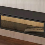 63 Grey Sintered Stone Long Floating TV Stand with Cabinet