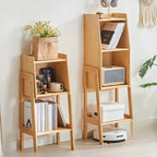 Antique Modern Wood Narrow Ladder Bookcase