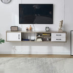59 Grey Wooden Open Shelf Floating TV Stand with Drawers