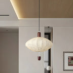 Elegant Flower Pattern Beige Fabric Geometric Chandelier