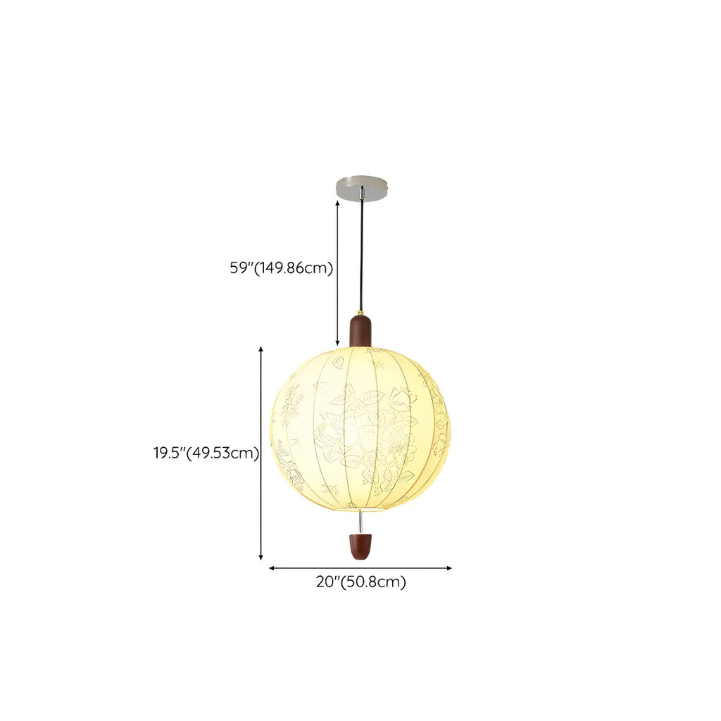 Elegant Flower Pattern Beige Fabric Geometric Chandelier