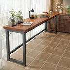 Modern Brown Wooden Metal Frame Fixed Top Bar Tables