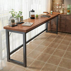 Modern Brown Wooden Metal Frame Fixed Top Bar Tables