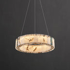 Agate Gold Circular Onyx Modern Ring Chandelier Light