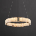 Agate Gold Circular Onyx Modern Ring Chandelier Light