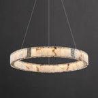Agate Gold Circular Onyx Modern Ring Chandelier Light