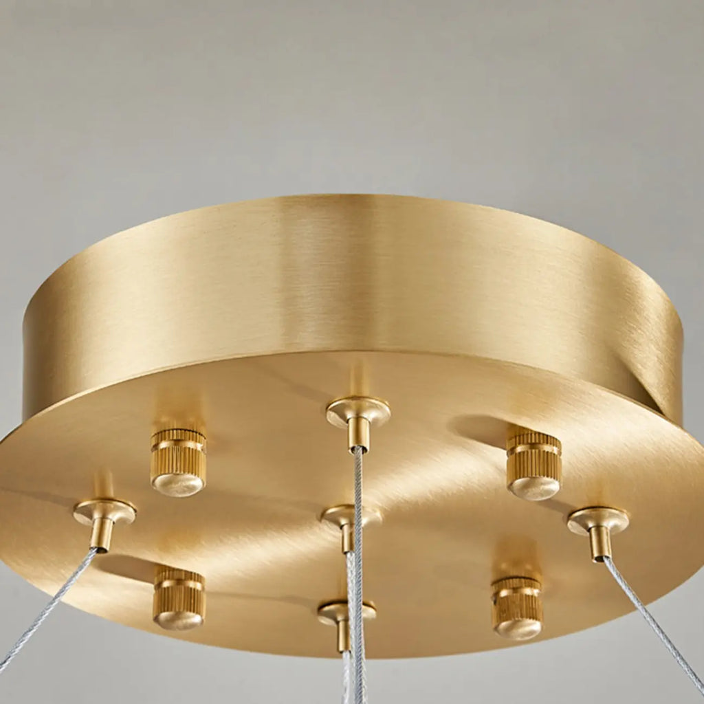 Agate Gold Circular Onyx Modern Ring Chandelier Light