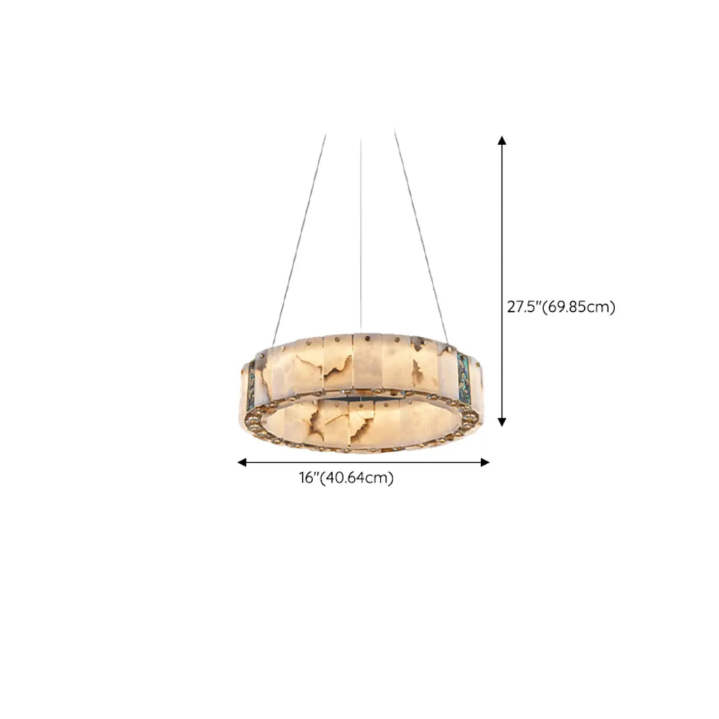 Agate Gold Circular Onyx Modern Ring Chandelier Light
