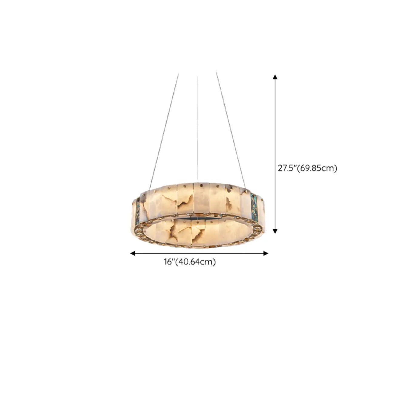 Agate Gold Circular Onyx Modern Ring Chandelier Light