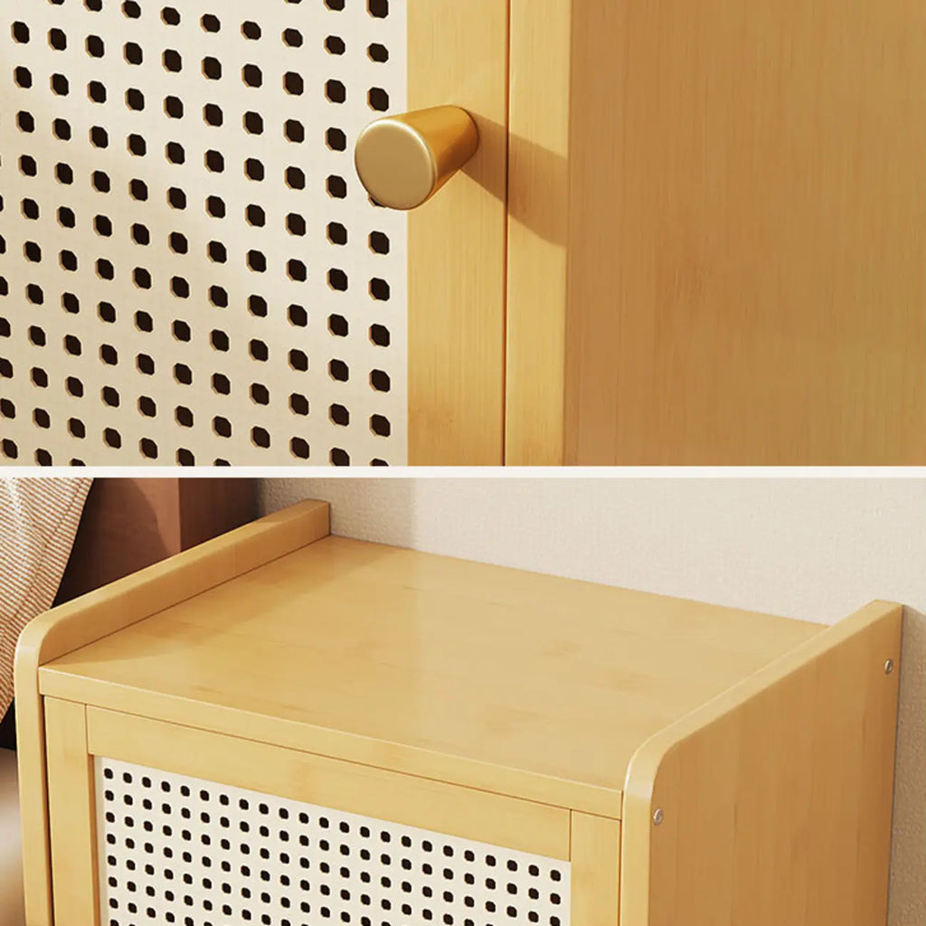 Scandinavian Bedside Table Natural Solid Wood Nightstand