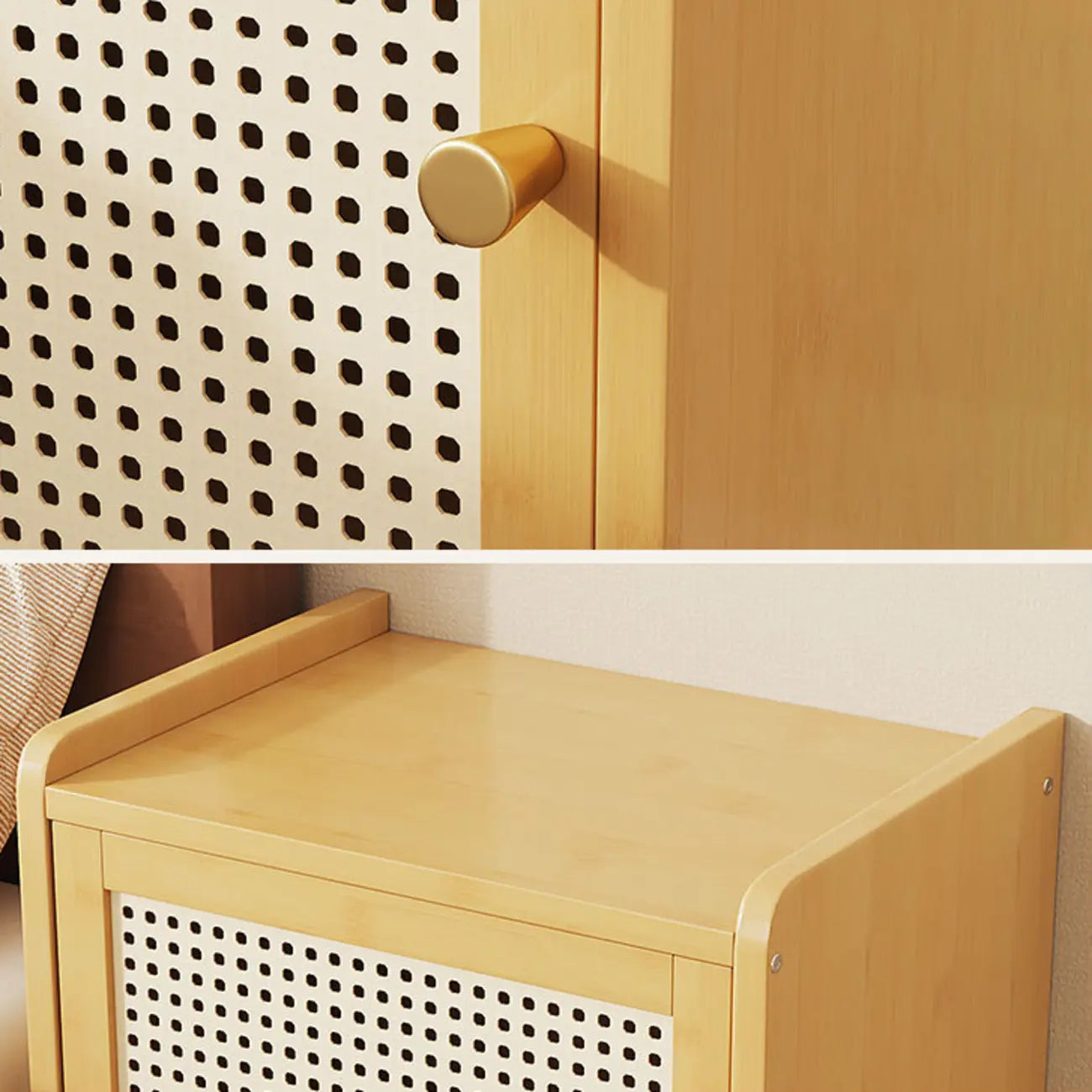 Scandinavian Bedside Table Natural Solid Wood Nightstand