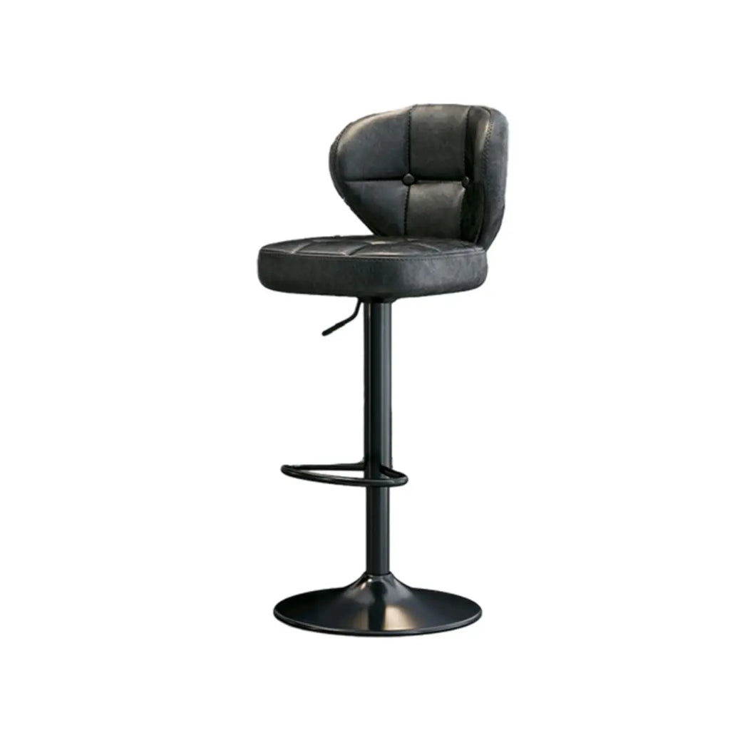 Modern Square Tufted Faux Leather Adjustable Swivel Bar Stools