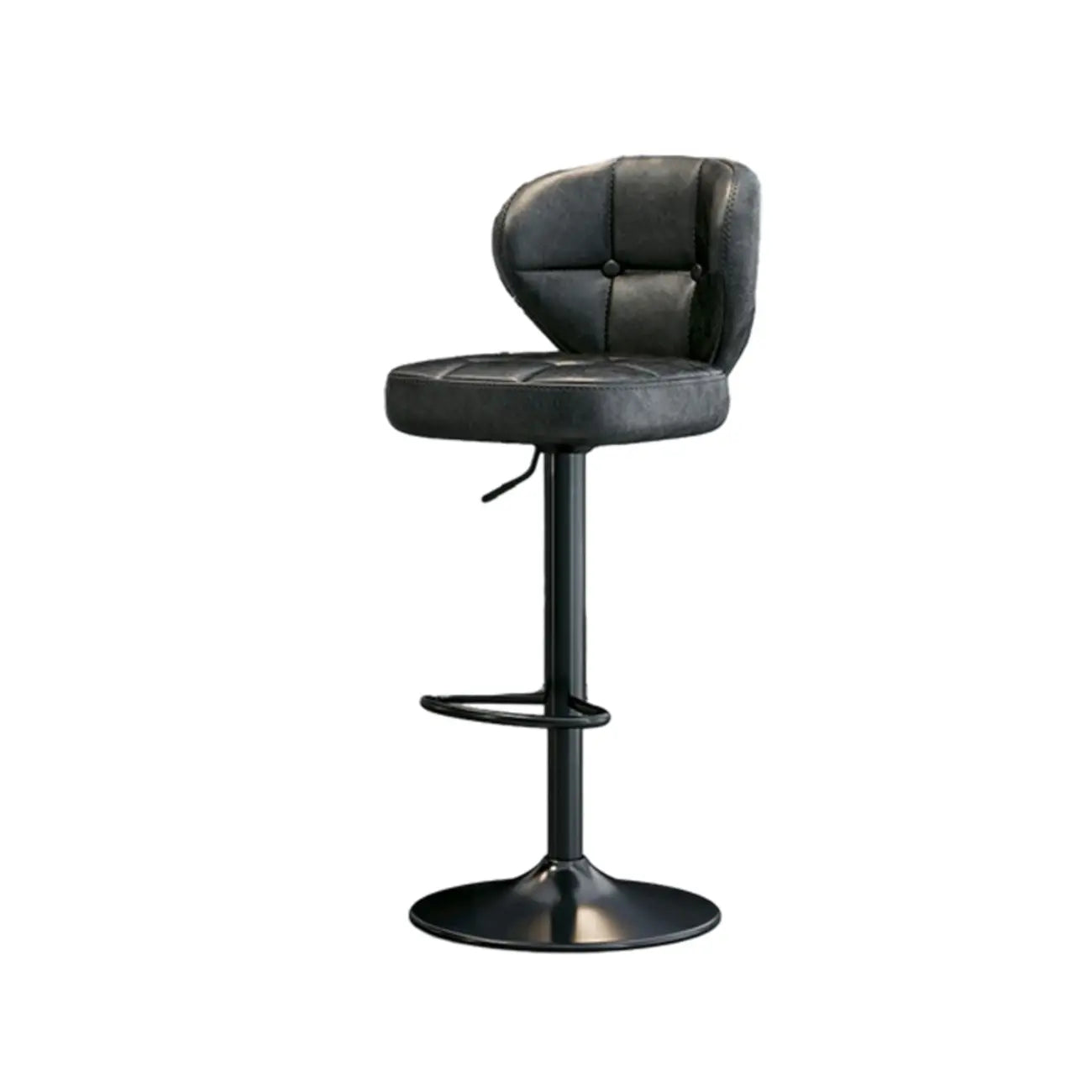 Modern Square Tufted Faux Leather Adjustable Swivel Bar Stools