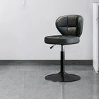 Modern Square Tufted Faux Leather Adjustable Swivel Bar Stools