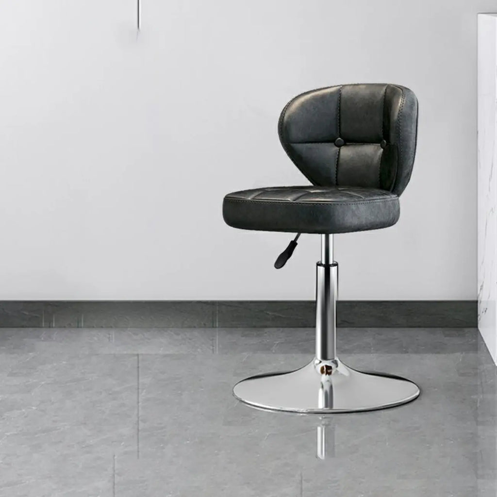 Modern Square Tufted Faux Leather Adjustable Swivel Bar Stools