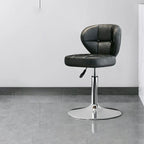 Modern Square Tufted Faux Leather Adjustable Swivel Bar Stools