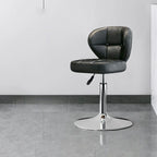 Modern Square Tufted Faux Leather Adjustable Swivel Bar Stools