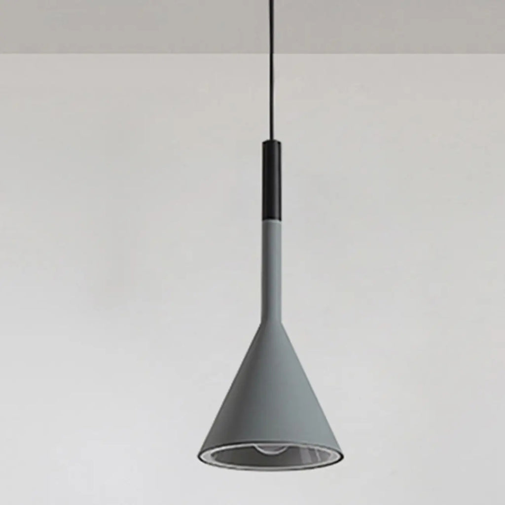 Aluminum Cone Minimalist Gray Bedroom Pendant Light