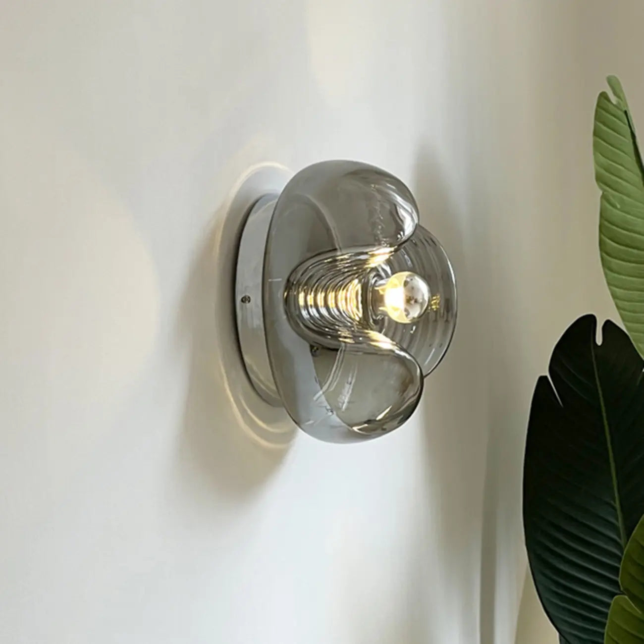 Contemporary Glass Clear Round Wall Sconce