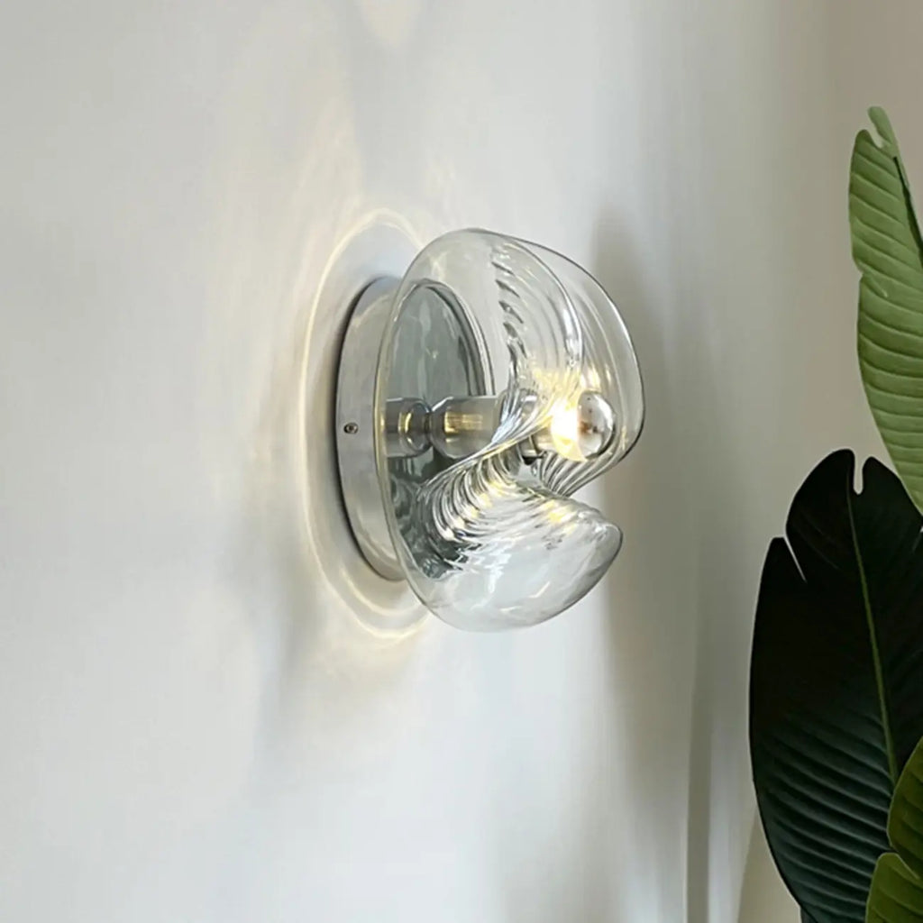 Contemporary Glass Clear Round Wall Sconce