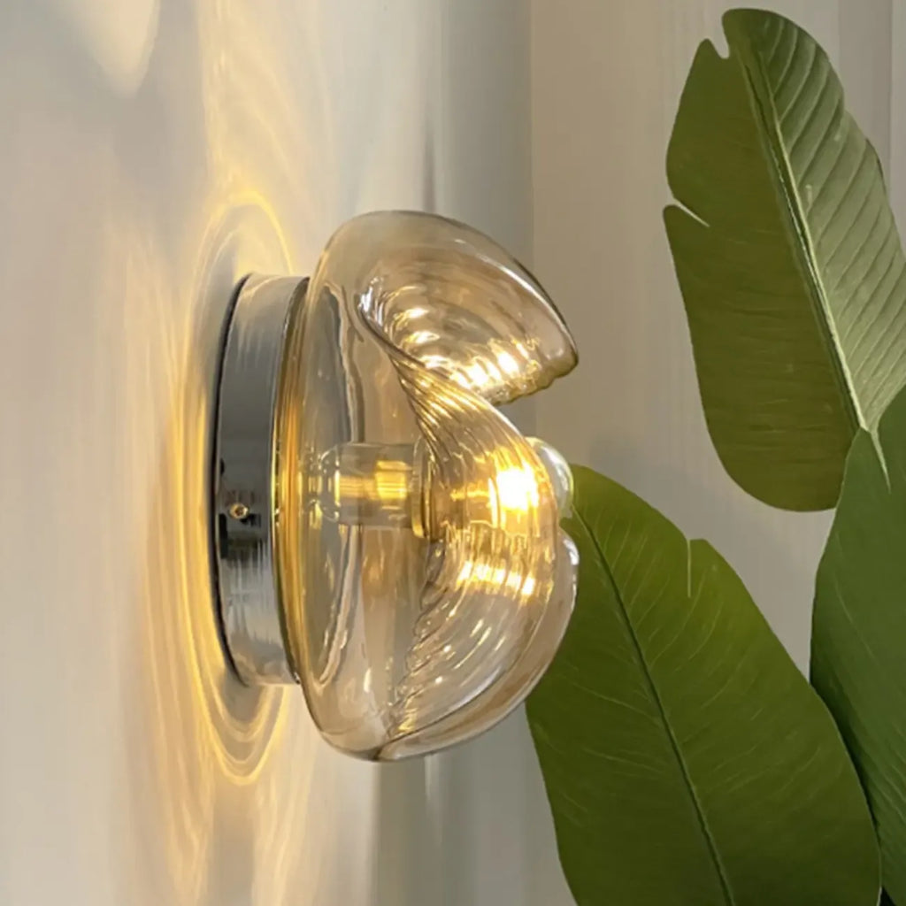 Contemporary Glass Clear Round Wall Sconce