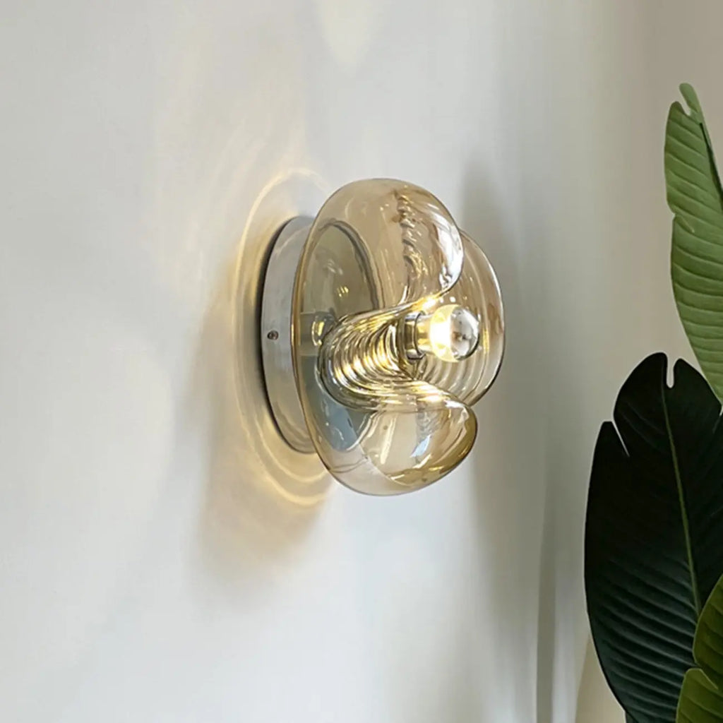 Contemporary Glass Clear Round Wall Sconce