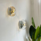 Contemporary Glass Clear Round Wall Sconce