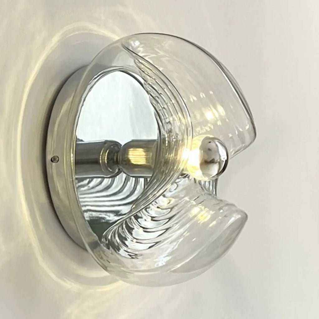Contemporary Glass Clear Round Wall Sconce