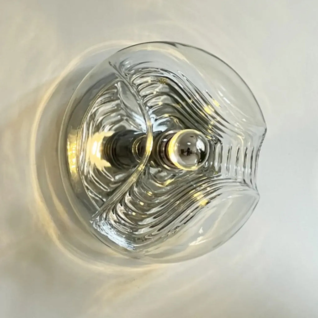 Contemporary Glass Clear Round Wall Sconce
