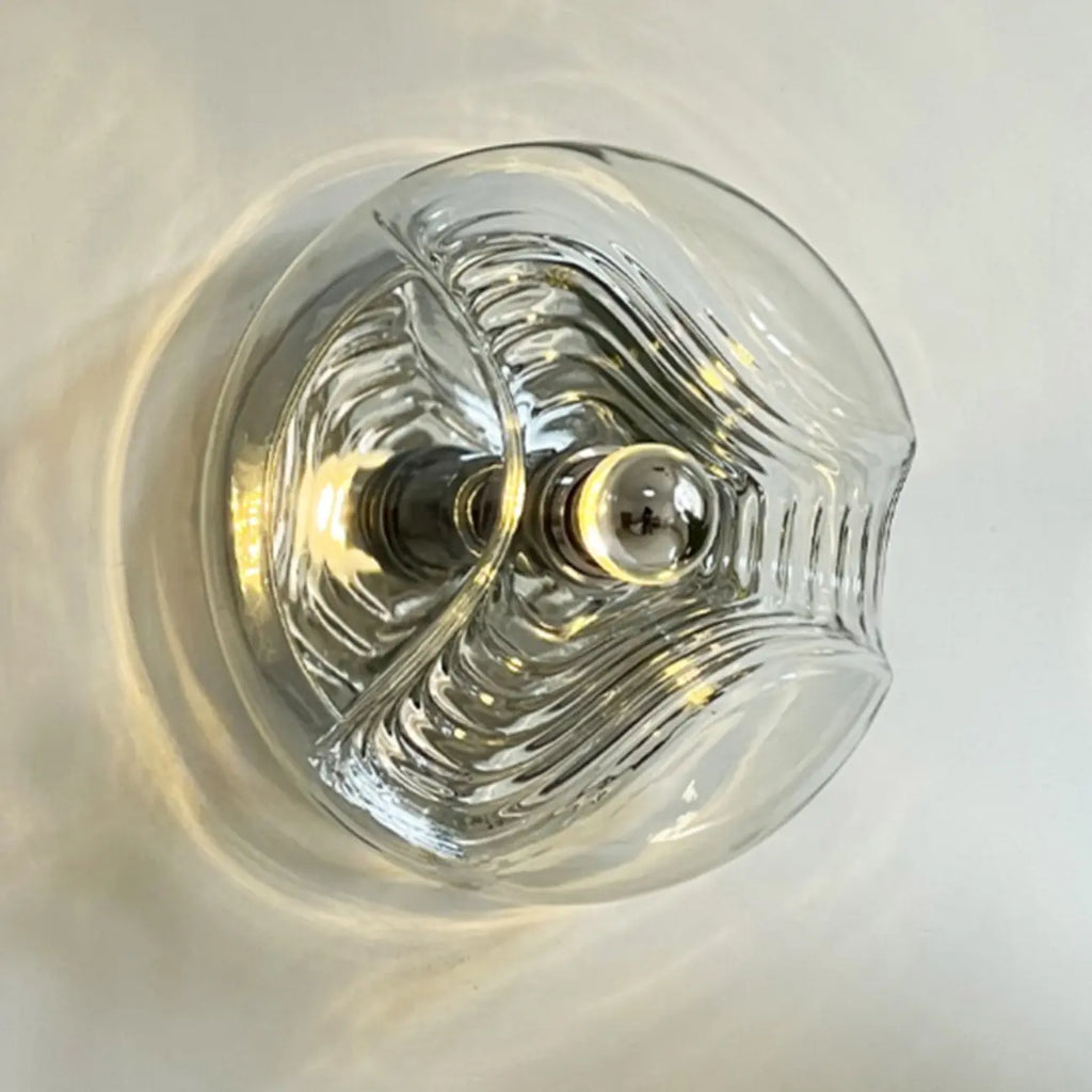 Contemporary Glass Clear Round Wall Sconce