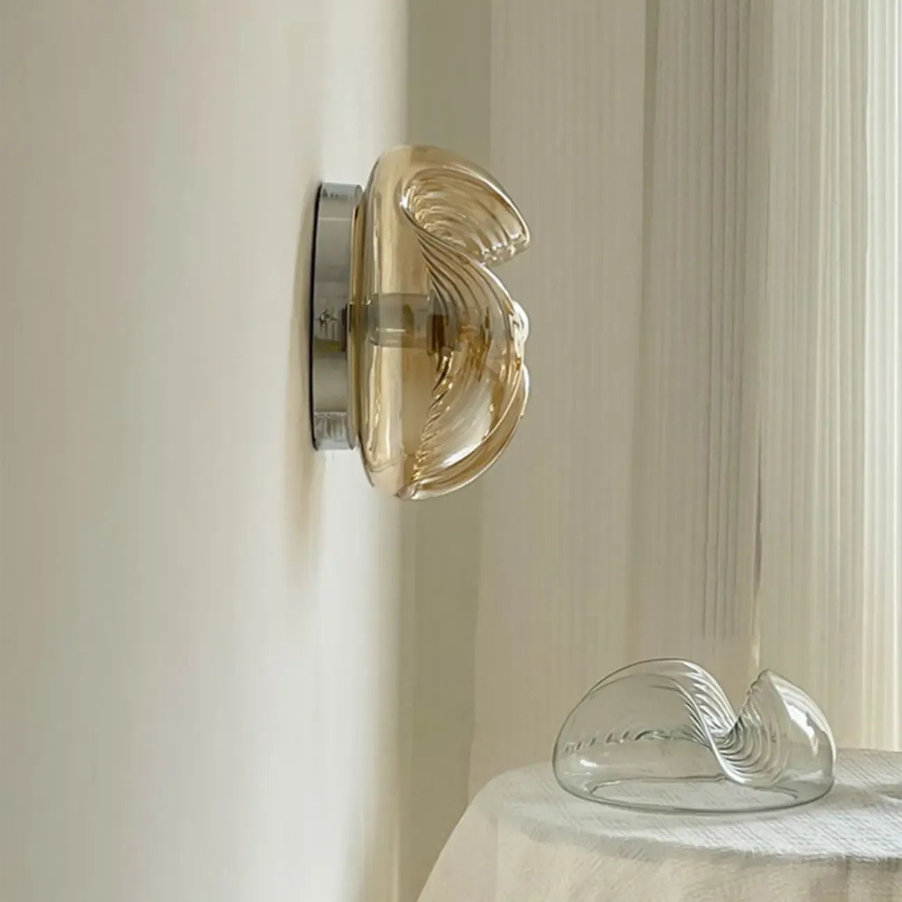 Contemporary Glass Clear Round Wall Sconce