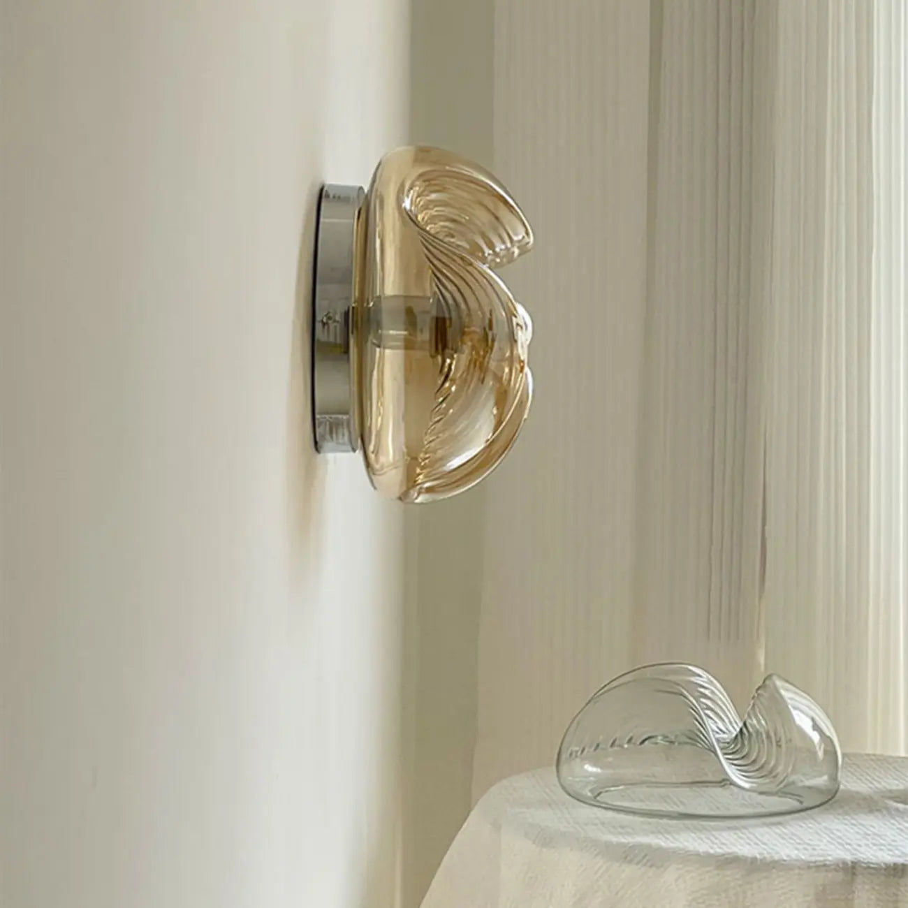 Contemporary Glass Clear Round Wall Sconce
