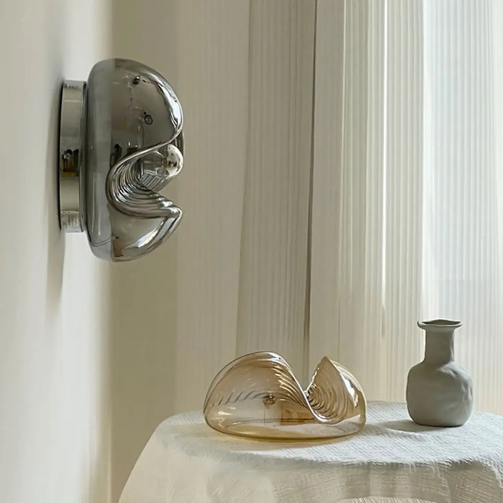 Contemporary Glass Clear Round Wall Sconce