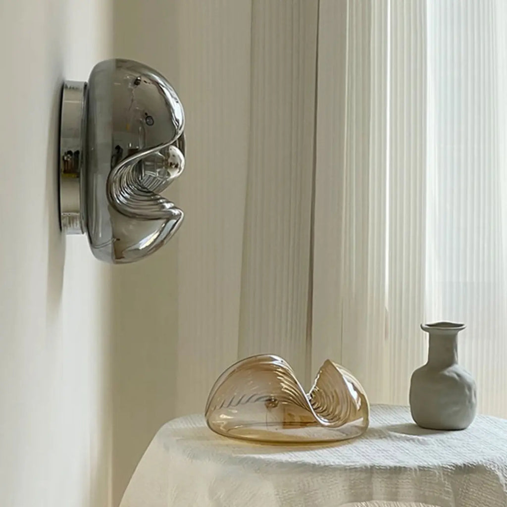 Contemporary Glass Clear Round Wall Sconce