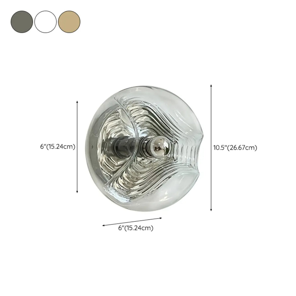 Contemporary Glass Clear Round Wall Sconce